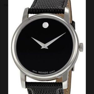 Movado Museum Classic Black Leather  Men's Watch